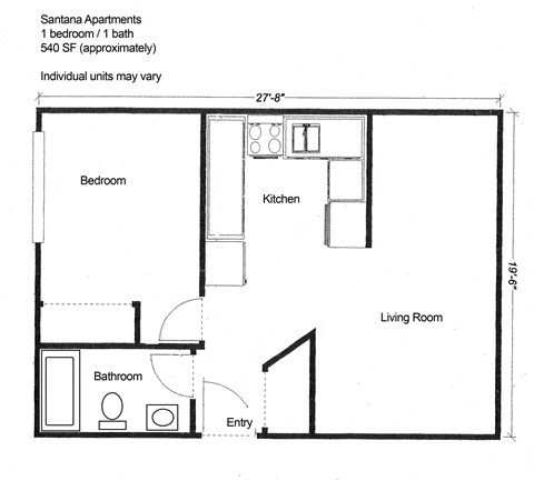 Santana Court One Bedroom Floor Plan